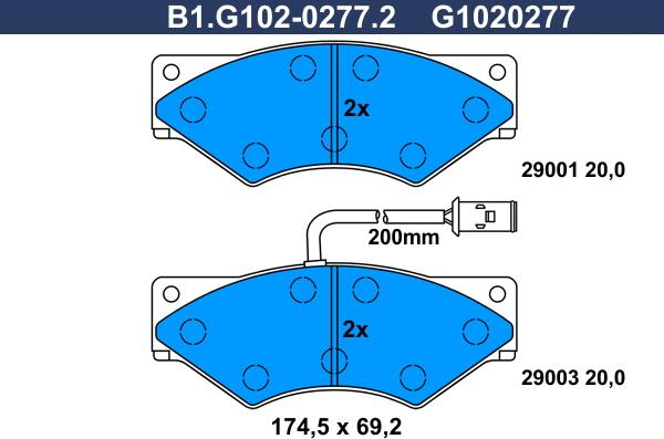 Galfer B1.G102-0277.2 - Тормозные колодки, дисковые, комплект autosila-amz.com