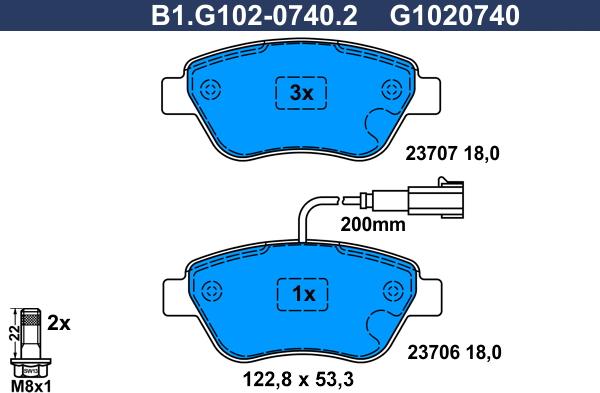 Galfer B1.G102-0740.2 - Тормозные колодки, дисковые, комплект autosila-amz.com