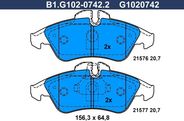 Galfer B1.G102-0742.2 - Тормозные колодки, дисковые, комплект autosila-amz.com