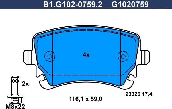 Galfer B1.G102-0759.2 - Тормозные колодки, дисковые, комплект autosila-amz.com