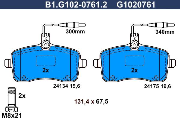 Galfer B1.G102-0761.2 - Тормозные колодки, дисковые, комплект autosila-amz.com