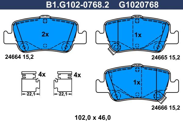 Galfer B1.G102-0768.2 - Тормозные колодки, дисковые, комплект autosila-amz.com