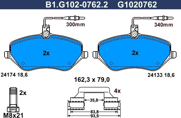 Galfer B1.G102-0762.2 - Тормозные колодки, дисковые, комплект autosila-amz.com