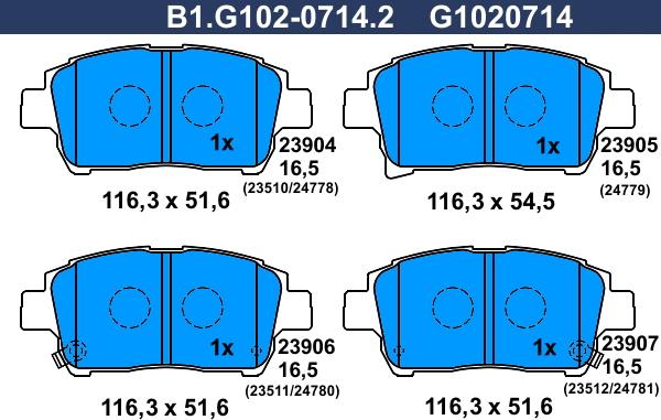Galfer B1.G102-0714.2 - Тормозные колодки, дисковые, комплект autosila-amz.com