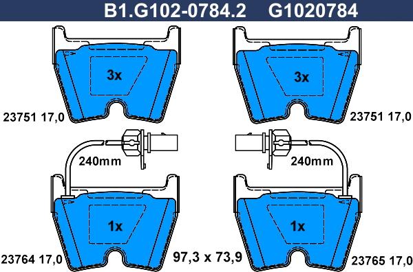 Galfer B1.G102-0784.2 - Тормозные колодки, дисковые, комплект autosila-amz.com