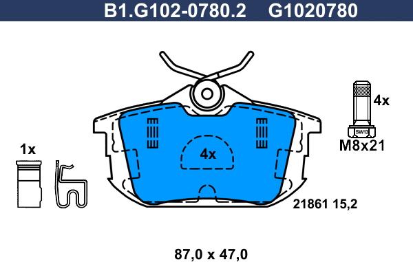 Galfer B1.G102-0780.2 - Тормозные колодки, дисковые, комплект autosila-amz.com