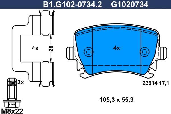 Galfer B1.G102-0734.2 - Тормозные колодки, дисковые, комплект autosila-amz.com