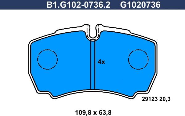 Galfer B1.G102-0736.2 - Тормозные колодки, дисковые, комплект autosila-amz.com