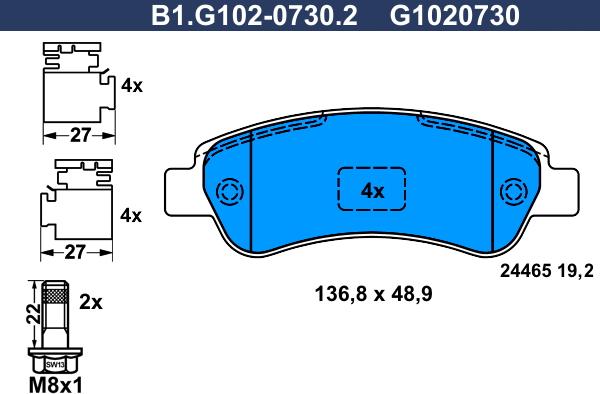 Galfer B1.G102-0730.2 - Тормозные колодки, дисковые, комплект autosila-amz.com