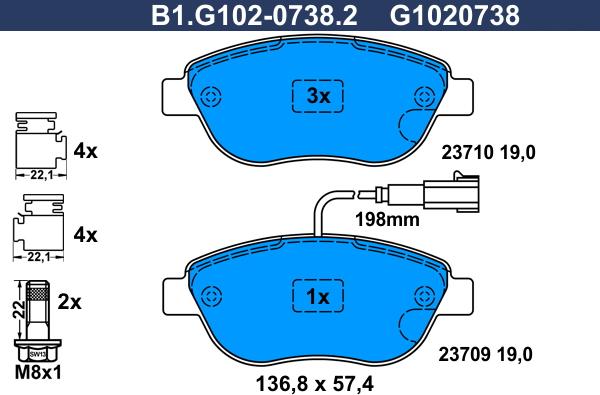 Galfer B1.G102-0738.2 - Тормозные колодки, дисковые, комплект autosila-amz.com