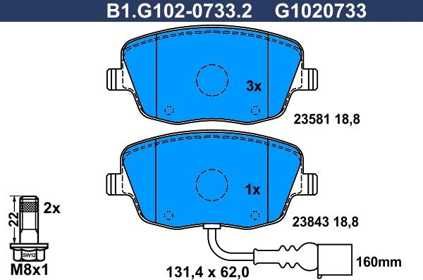 Galfer B1.G102-0733.2 - Тормозные колодки, дисковые, комплект autosila-amz.com
