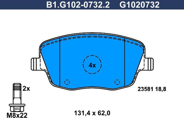 Galfer B1.G102-0732.2 - Тормозные колодки, дисковые, комплект autosila-amz.com