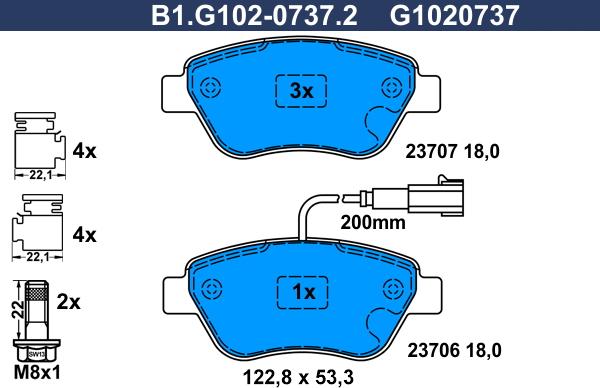 Galfer B1.G102-0737.2 - Тормозные колодки, дисковые, комплект autosila-amz.com