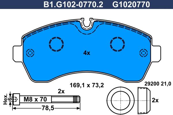 Galfer B1.G102-0770.2 - Тормозные колодки, дисковые, комплект autosila-amz.com