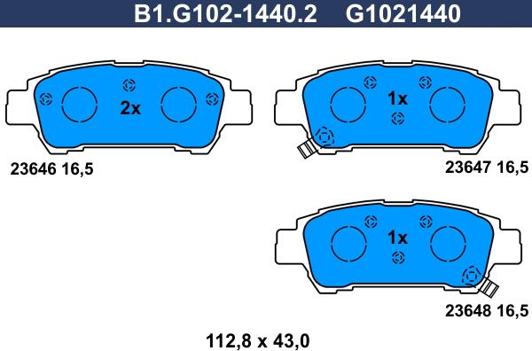 Galfer B1.G102-1440.2 - Тормозные колодки, дисковые, комплект autosila-amz.com