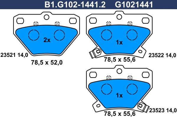 Galfer B1.G102-1441.2 - Тормозные колодки, дисковые, комплект autosila-amz.com