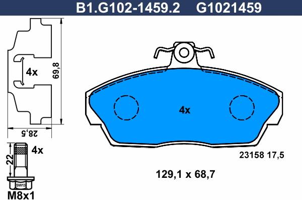 Galfer B1.G102-1459.2 - Тормозные колодки, дисковые, комплект autosila-amz.com
