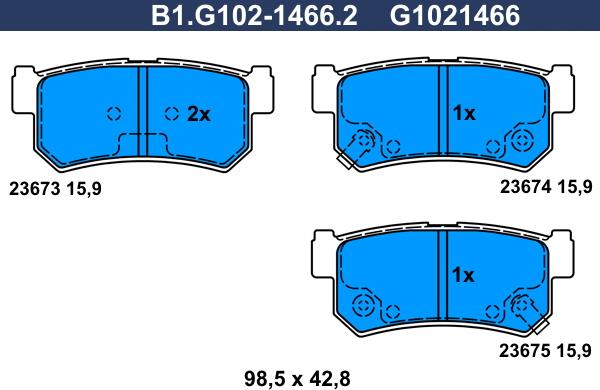 Galfer B1.G102-1466.2 - Колодки тормозные дисковые /комплект 4 шт/ autosila-amz.com