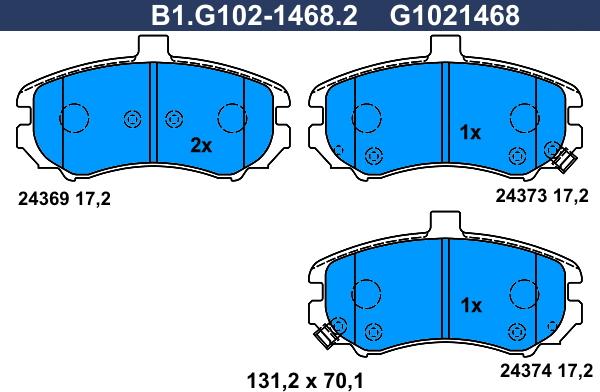 Galfer B1.G102-1468.2 - Тормозные колодки, дисковые, комплект autosila-amz.com