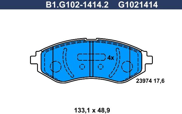 Galfer B1.G102-1414.2 - Тормозные колодки, дисковые, комплект autosila-amz.com