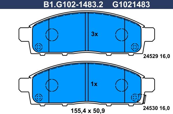 Galfer B1.G102-1483.2 - Тормозные колодки, дисковые, комплект autosila-amz.com