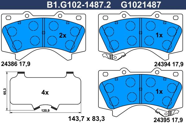 Galfer B1.G102-1487.2 - Тормозные колодки, дисковые, комплект autosila-amz.com