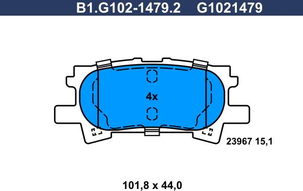 Galfer B1.G102-1479.2 - Тормозные колодки, дисковые, комплект autosila-amz.com