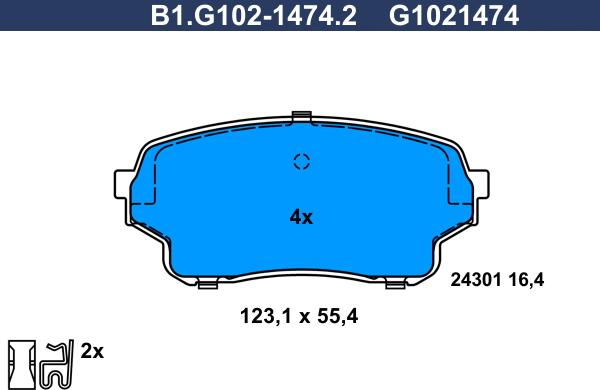 Galfer B1.G102-1474.2 - Тормозные колодки, дисковые, комплект autosila-amz.com