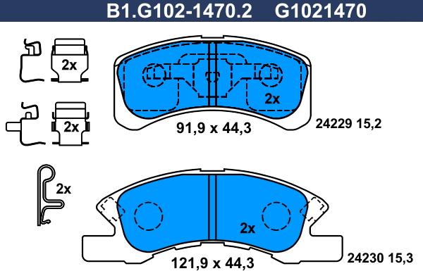 Galfer B1.G102-1470.2 - Тормозные колодки, дисковые, комплект autosila-amz.com
