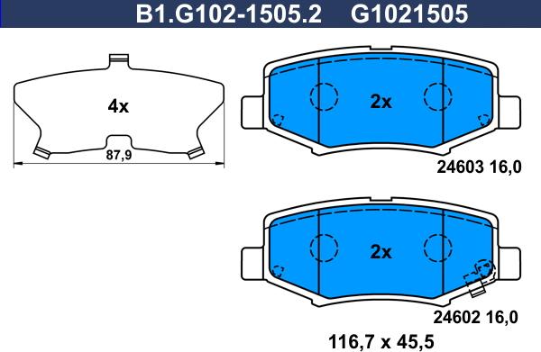 Galfer B1.G102-1505.2 - Тормозные колодки, дисковые, комплект autosila-amz.com