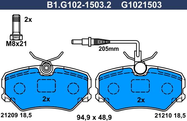 Galfer B1.G102-1503.2 - Тормозные колодки, дисковые, комплект autosila-amz.com