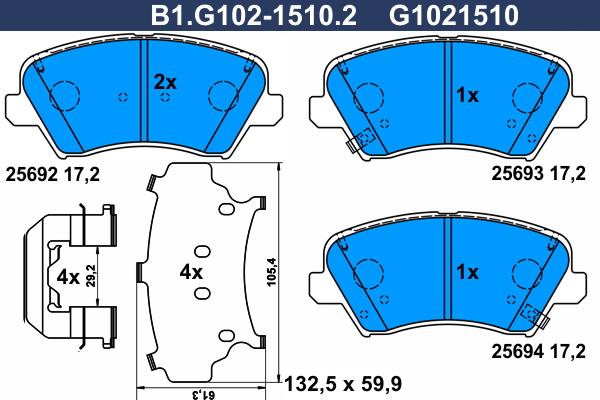 Galfer B1.G102-1510.2 - Тормозные колодки, дисковые, комплект autosila-amz.com