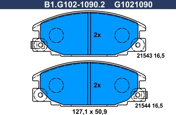 Galfer B1.G102-1090.2 - Тормозные колодки, дисковые, комплект autosila-amz.com