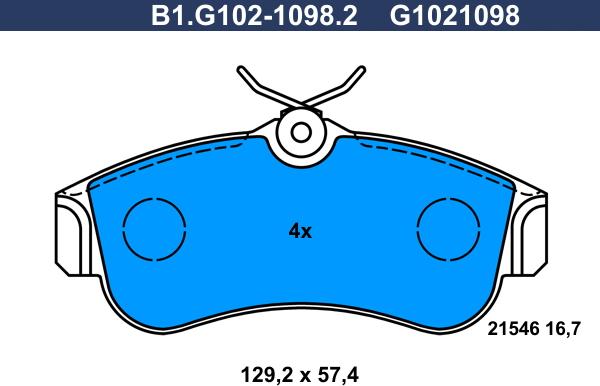 Galfer B1.G102-1098.2 - Тормозные колодки, дисковые, комплект autosila-amz.com