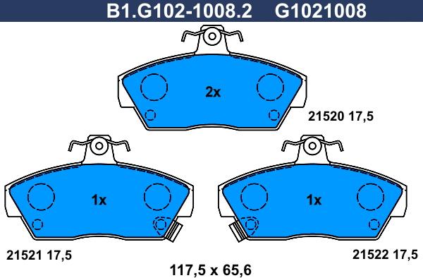 Galfer B1.G102-1008.2 - Тормозные колодки, дисковые, комплект autosila-amz.com