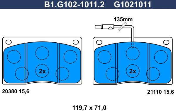 Galfer B1.G102-1011.2 - Тормозные колодки, дисковые, комплект autosila-amz.com