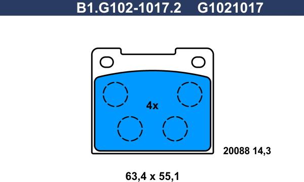 Galfer B1.G102-1017.2 - Тормозные колодки, дисковые, комплект autosila-amz.com