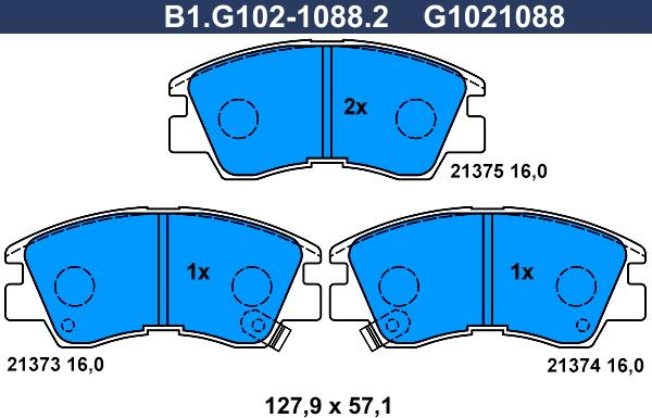 Galfer B1.G102-1088.2 - Тормозные колодки, дисковые, комплект autosila-amz.com