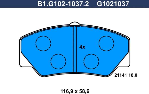 Galfer B1.G102-1037.2 - Тормозные колодки, дисковые, комплект autosila-amz.com