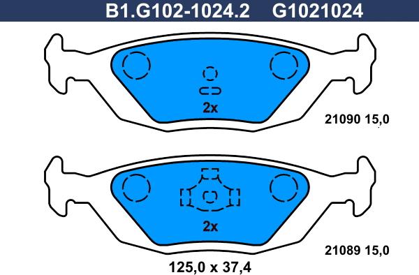 Galfer B1.G102-1024.2 - Тормозные колодки, дисковые, комплект autosila-amz.com