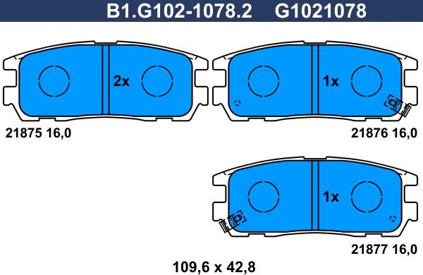 Galfer B1.G102-1078.2 - Тормозные колодки, дисковые, комплект autosila-amz.com