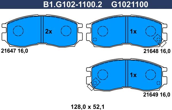 Galfer B1.G102-1100.2 - Тормозные колодки, дисковые, комплект autosila-amz.com