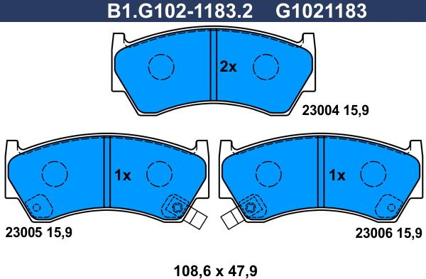 Galfer B1.G102-1183.2 - Тормозные колодки, дисковые, комплект autosila-amz.com