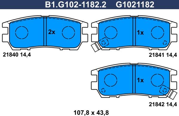 Galfer B1.G102-1182.2 - Тормозные колодки, дисковые, комплект autosila-amz.com