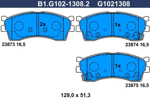 Galfer B1.G102-1308.2 - Тормозные колодки, дисковые, комплект autosila-amz.com
