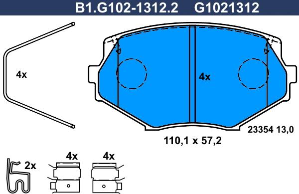 Galfer B1.G102-1312.2 - Тормозные колодки, дисковые, комплект autosila-amz.com