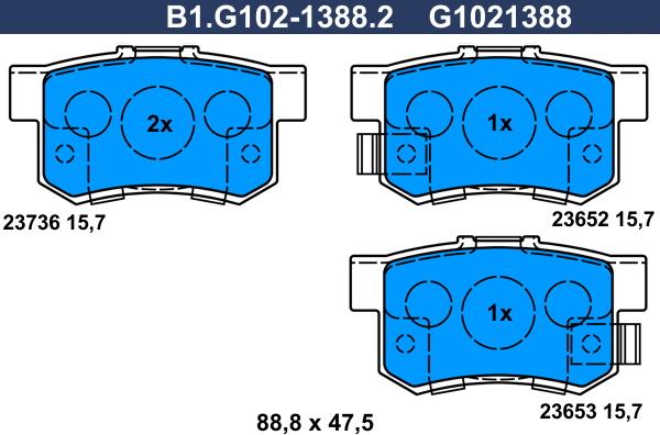 Galfer B1.G102-1388.2 - Колодки тормозные дисковые /комплект 4 шт/ autosila-amz.com
