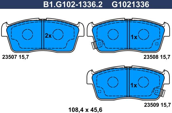 Galfer B1.G102-1336.2 - Тормозные колодки, дисковые, комплект autosila-amz.com