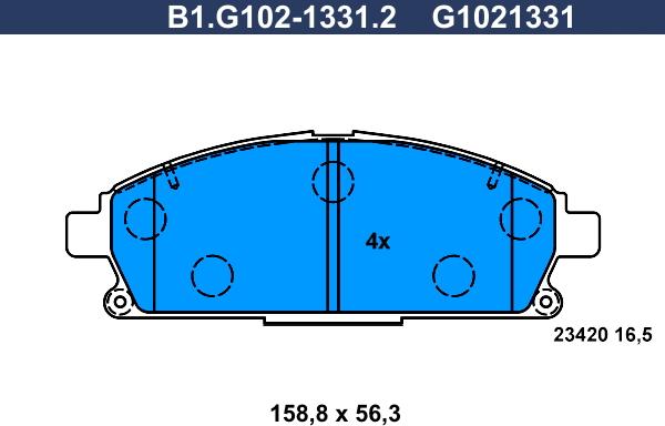 Galfer B1.G102-1331.2 - Тормозные колодки, дисковые, комплект autosila-amz.com