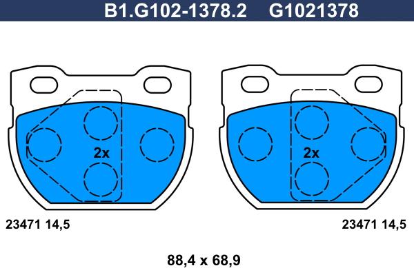 Galfer B1.G102-1378.2 - Тормозные колодки, дисковые, комплект autosila-amz.com